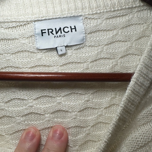 FRNCH Women’s Joelle Short Balloon Sleeve Sweater‎ Cream Size Large - Picture 3 of 5